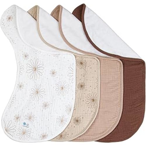 lulumoon Muslin Burp Cloths for Babies: 100% Soft Cotton Large Burping Cloths - Neutral Baby Burp Rags for Boy and Girl - Absorbent Burp Cloth for Spit-Ups 4 Pack