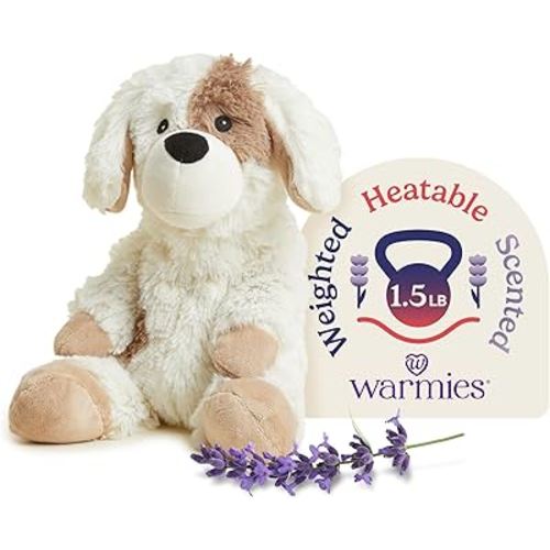 warmies Microwavable & Weighted Stuffed Animals, Puppy - Heated Stuffed Animal Plushie for Warmth & Comfort - Cute Soft Plush Toys for Adults & Children (Boys, Girls, Babies & Toddlers)
