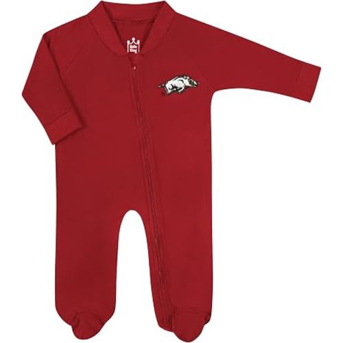 Little King NCAA Long Sleeve Full Zip Footed Romper with Embroidered Logo