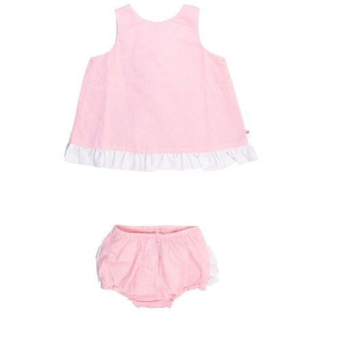 RuffleButts Infant Swing Top and Bloomer Set - Pink & White, 0-3m