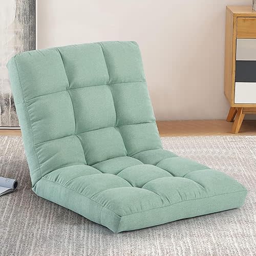 Floor Chair with Back Support Folding Chair with 6 Adjustable Position, Padded Sleeper Bed, Floor Gaming Chair, Meditation Chair for Adults