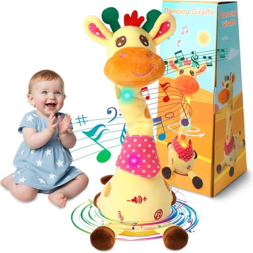 2026 Upgrade Dancing & Talking Giraffe Toy - Interactive Plush Toy with LED Lights, Voice Recording, Adjustable Volume, Imitation Function for Kids