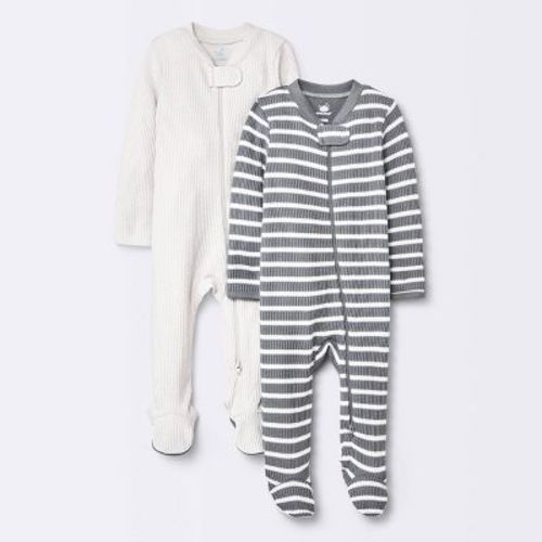 Baby 2pc Waffle Sleep N' Play - Cloud Island™ Gray 6-9m