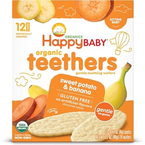 Happy Baby Gentle Teethers Organic Teething Wafers, Banana and Sweet Potato, 12 Count