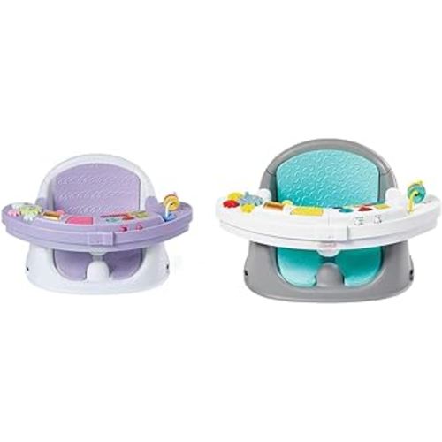 Infantino Music & Lights 3-in-1 Discovery Seat and Booster with Piano - Convertible Infant Activity, Feeding Seat and Table Booster, Lavender and Teal