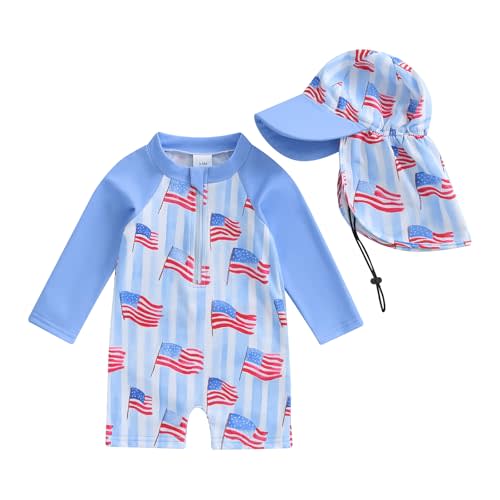 Hnyenmcko Baby/Toddler Boy Rash Guard Swimsuit Long Sleeve One Piece Zipper Swimwear Sunsuit Infant Bathing Suit Beachwear