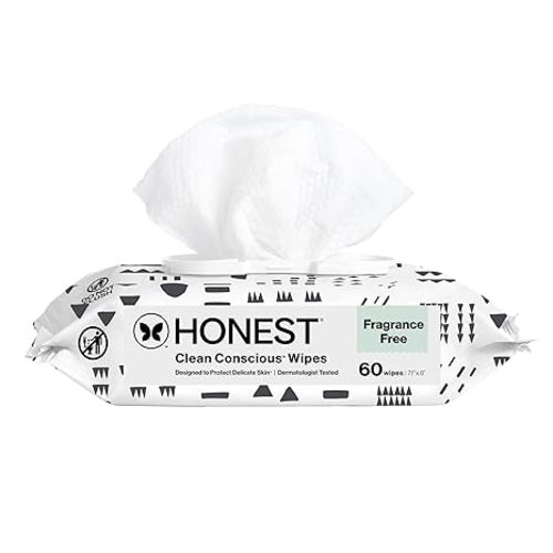 The Honest Company Hypoallergenic Multi-Use Baby Wipes for Sensitive Baby Skin, Pattern Play, 60 Count