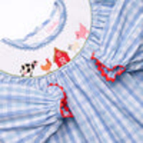 Pasture Pals Smocked Girl Bubble, Blue – Stitchy Fish