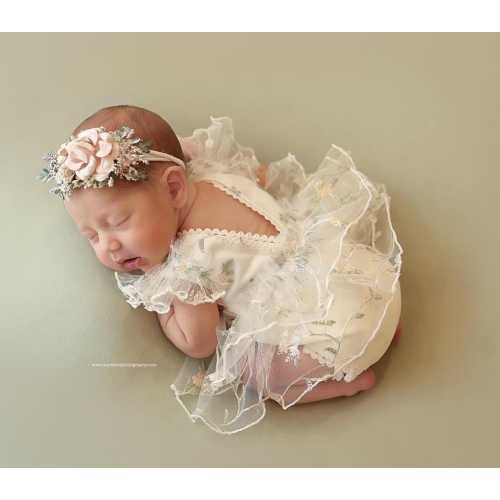 Handmade Newborn Girl Outfit, Lace Bodysuit,