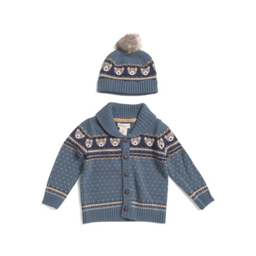 Toddler Boys Shawl Collar Bear Cardigan With Hat | Toddler Boys (2t-5t) | T.J.Maxx