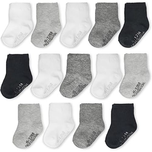Fruit of the Loom Baby & Toddler Grow & Fit Flex Zones Cotton Stretch Socks - Unisex, Girls, Boys