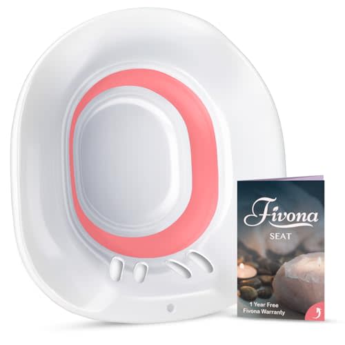 Fivona Sitz Bath for Toilet Seat Postpartum and Hemorrhoids Care - Yoni Steam Seat - Foldable Basin for Epsom Salt Soak - Portable Bidet BPA Free Temperature Resistant - Universal Fit - Pink