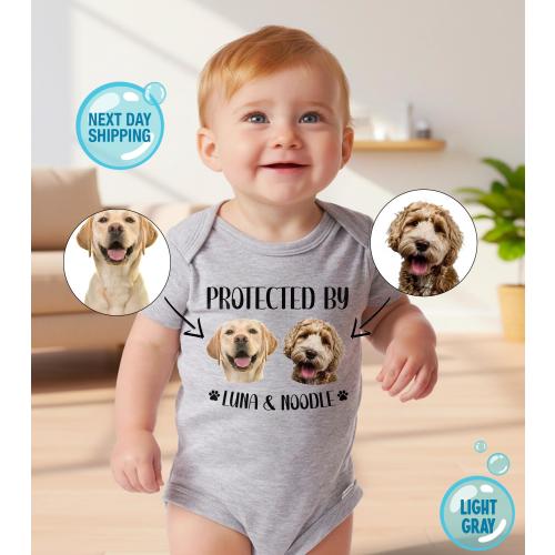 Custom Protected By Dog Shirt, Protected By Pets Shirt, Newborn Baby Gift, Personalized Baby Onesie®, Custom Dog Shirt, Baby Shower Gifts
