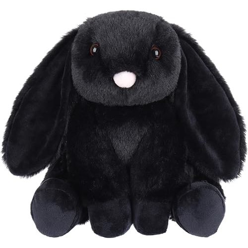 Apricot Lamb Toys Plush Bunny Rabbit Stuffed Animal with Fluffy Soft Ears (Black, Small-8")