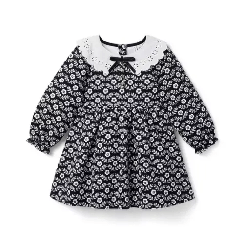 Black Floral Floral Collared Ponte Dress by Janie and Jack