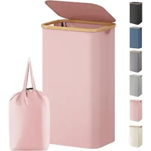 Lifewit 105L Large Laundry Basket with Lid, Removable Bags, Pink