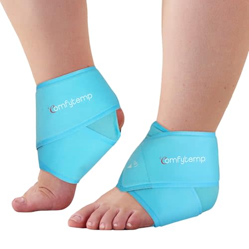 Comfytemp Extra Large Ankle Ice Pack Wrap, Reusable Gel Pack Hot Cold Compress for Plantar Fasciitis, Foot Pain Relief, Injuries, Achilles Tendonitis, Sprained Ankle, Swelling, Get Well Gift, 2 Pcs