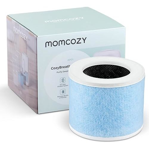 Momcozy Official Air Purifier Replacement Filter, 4-Filter System with H13 HEPA & Carbon Nursery Air Purifier, 1 Pack