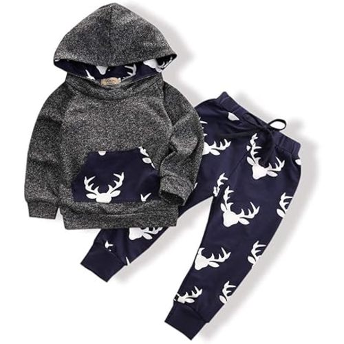 Toddler Baby Boys Clothes Pant Set Long Sleeve Hoodie Tops and Pants Set Autumn Sweatsuit