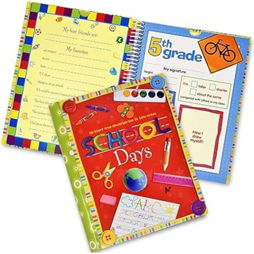 School Memory Book Keepsake Album for Kids Preschool Through 12th Grade