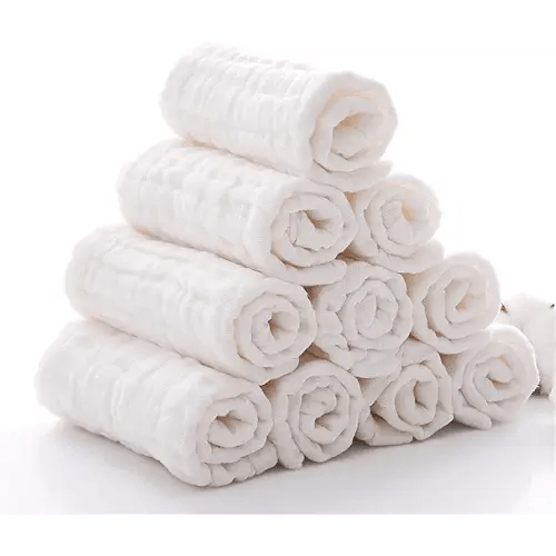 Baby Muslin Washcloths and Burp Cloths, Soft Absorbent Face Towels for Newborns,Natural Cotton Wipes for Sensitive Skin,Registry as Shower Gift, 10 Pack 12x12 inches by MUKIN (White)