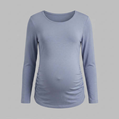 Maternity Blouse with Ruched Sides and Long Sleeves - Soft Tencel™ Jersey, Breathable Maternity Top for Everyday Pregnancy Wear – By Kate Olivia