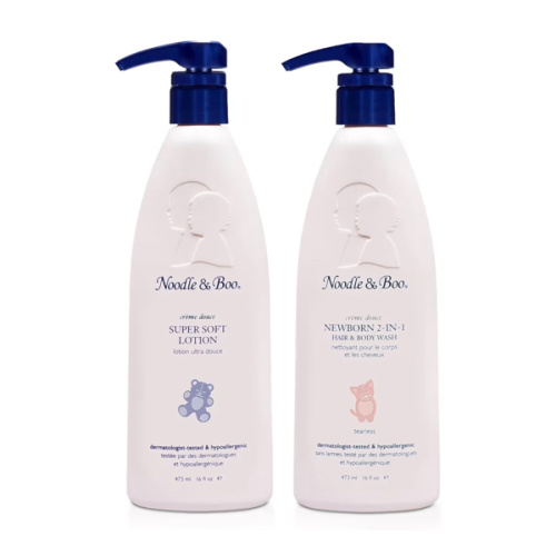 Noodle & Boo Newborn Essentials Bundle: 2-in-1 Hair & Body Baby Wash 16 fl oz + Daily Moisturizer Baby Lotion for Sensitive Skin 16 fl oz | Tear-Free, Hypoallergenic, Plant-Based, Pediatrician-Tested