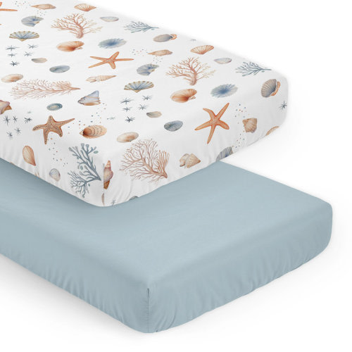 Ocean Seashells 2 Pack Fitted Crib Sheet | Wayfair