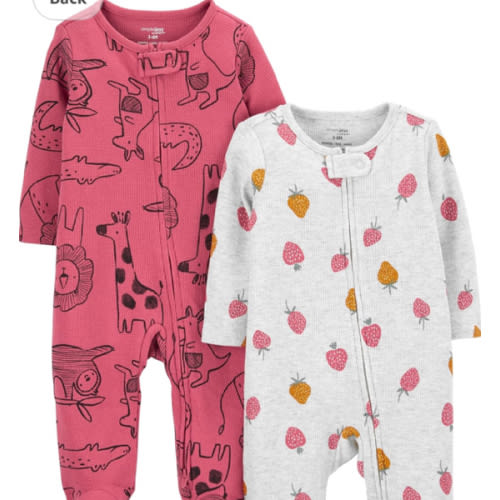 Simple Joys by Carter's baby-girls 2-way Zip Thermal Footed Sleep and Play, Pack of 2