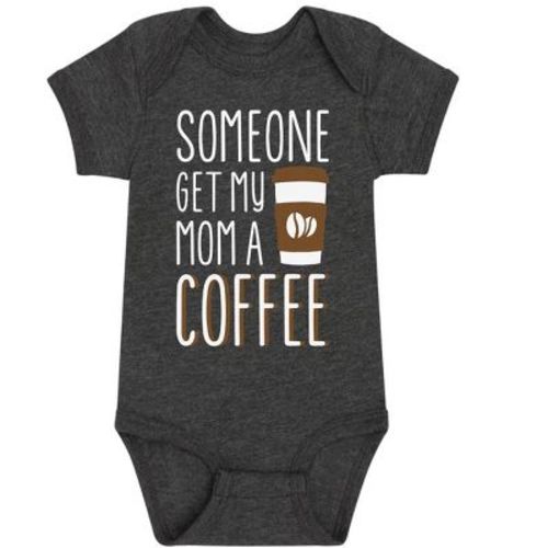 Boys' Instant Message Someone Get My Mom A Coffee Baby One Piece - Heather Charcoal - 12 Months