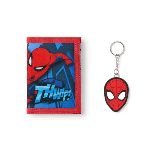 Vanilla Underground Red Spider-Man Boys Wallet and Keyring Set