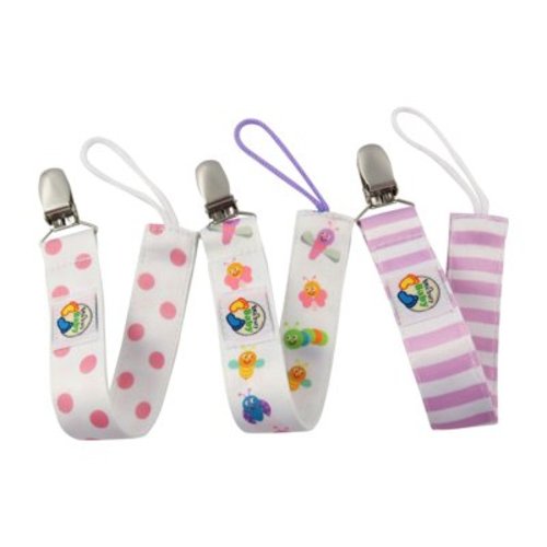 Little Busy Baby 3-Pack Baby Accessory Bugs Pacifier Clips for Girls Cute Soothie & Binky Holders