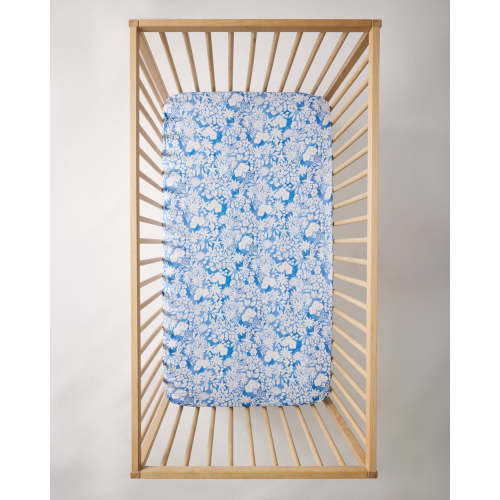 Azure Garden Fitted Crib Sheet | Little Sleepies
