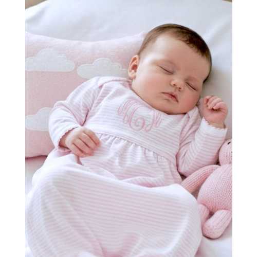 Baby Girl Coming Home Outfit, Monogrammed Pima gown,Personalized Baby gift-Pima Cotton Yoked Gown-Pink Striped-Pima Cotton Baby-Baby Gift