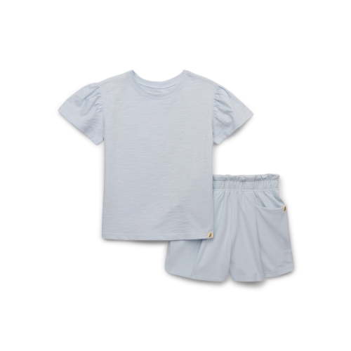 easy-peasy Toddler Girls Organic Cotton Essential Soft Seam Tee & Shorts Set, 2-Piece, Sizes 18M-5T