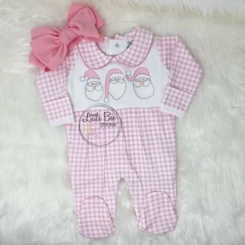 Baby Girl Christmas Outfit | Baby Girl Santa Outfit | Baby Girl Church Outfit| Baby Shower Gift| Embroidered Footie