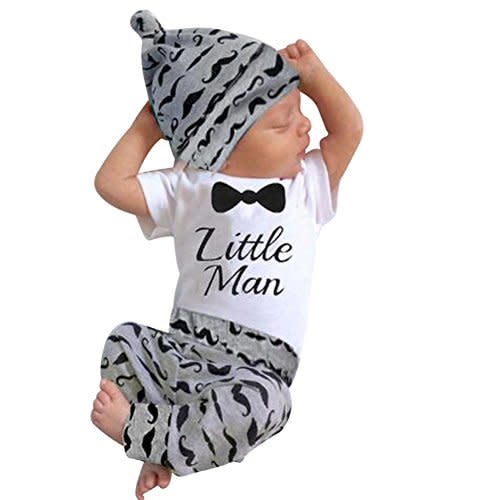 3pcs Set Outfits Infant Baby Boys Print Short Sleeve Blouse+Pants Clothes