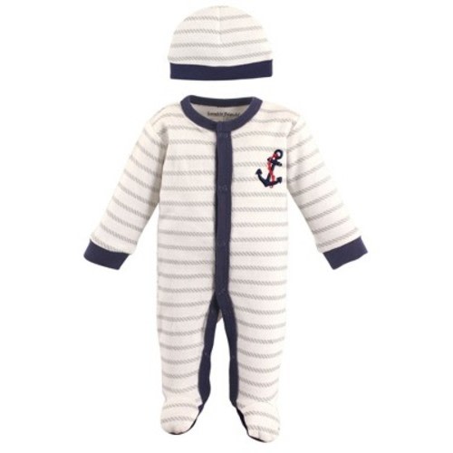 Luvable Friends Baby Boy Cotton Preemie Snap Sleep and Play and Cap 2pc Set, Anchor, Preemie