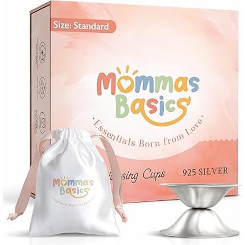 925 Sterling Silver Nursing Cups for Breastfeeding Moms | Gentle Protection Between Feeds | Reusable Silver Nipple Cups for Sore & Sensitive Nipples