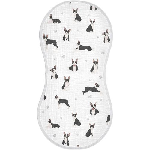 vvfelixl Muslin Burp Cloths Boston Terrier Dog Baby Washcloths for Baby Girl Boys 2 Pack