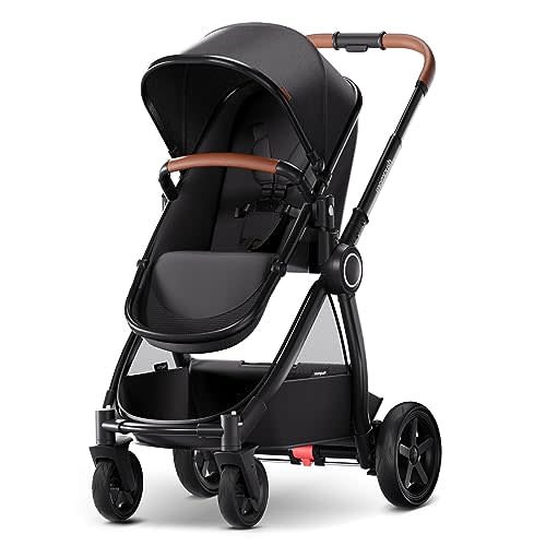 Mompush Ultimate2 Baby Stroller, Premium Convertible Full-Size Stroller for Toddler, Reversible Seat with One Hand Recline Adjustment, Car Seat Adapter Included