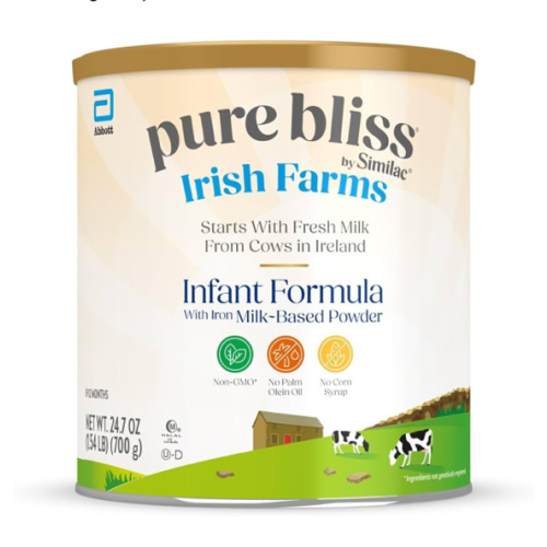 Pure Bliss Irish Farms, Easy-to-Digest Baby Formula, Infant Formula, 0-12 Months, 24.7-oz Can