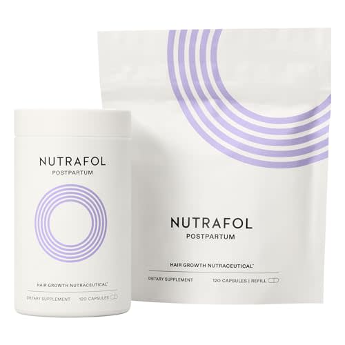 Nutrafol Postpartum Hair Growth Supplements, Clinically Tested for Visibly Thicker Hair and Less Shedding, Breastfeeding-friendly