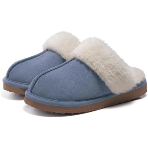 Litfun Fuzzy Memory Foam Slippers for Women Indoor Outdoor House Shoes