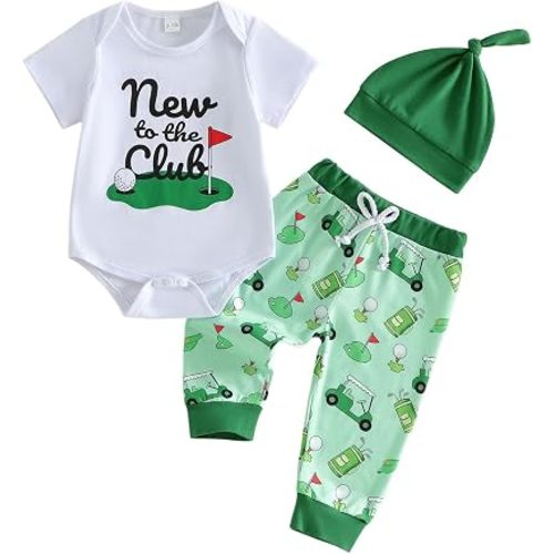 Newborn Baby Boy Farm Outfits Letter Print Romper + Pants + Hat 3PCS Cute Infant Boy's Clothes Set