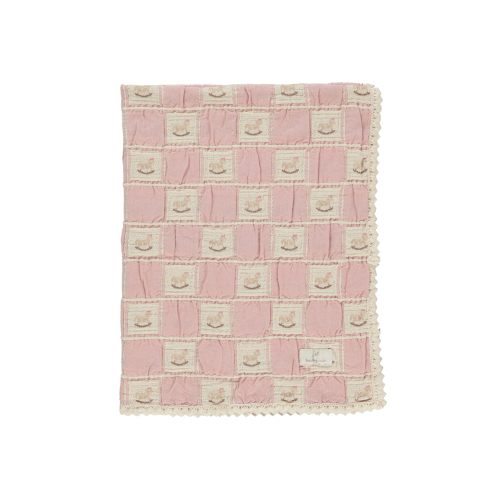 Blush Rocking Horse Patchwork Blanket – Cozy Baby Blanket