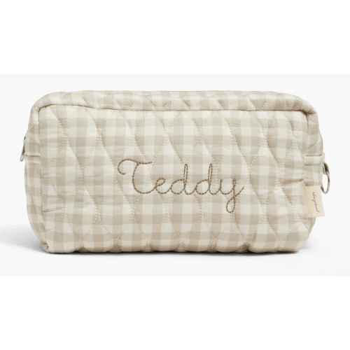 Toiletry Pouch - Beige Gingham | Gooselings