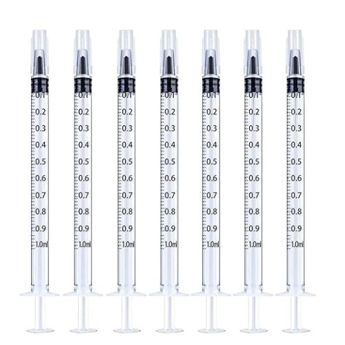 30 Pack 1 ml Syringe for Liquid Without Needle,Syringe with Cap,Individually Wrapped,for Scientific Labs,Measurement,Dispensing,Oil or Glue Applicato