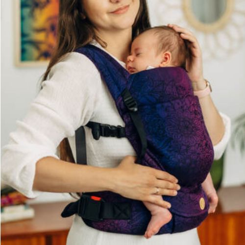 LennyLight Carrier, Standard Size, jacquard weave 100% cotton - WILD WINE - BOUQUET