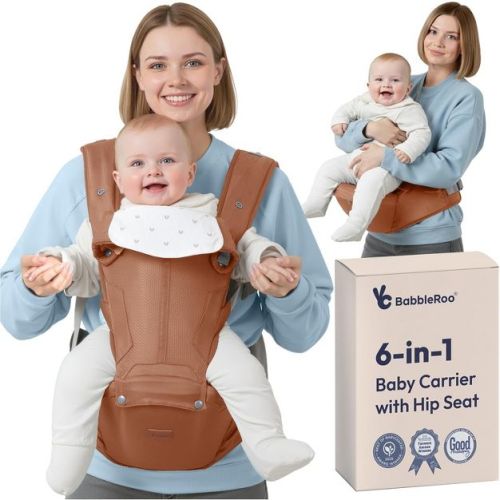 BabbleRoo Convertible Baby Carrier for Newborn to Toddler with Hip Seat and Lumbar Support, Ergonomic & Adjustable with Sunshade 6 in 1, Kangaroo Rose